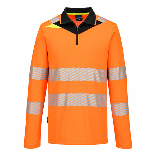 Koszulka ostrzegawcza polo DX4 z długimi rękawem, kolor pomarańczowy/czarny, rozmiar 4XL 1