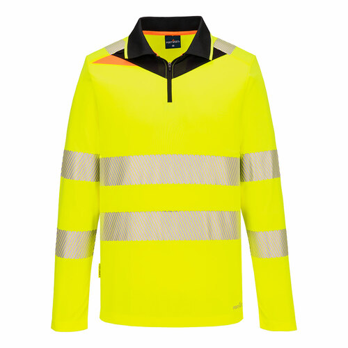 Koszulka ostrzegawcza polo DX4 z długimi rękawem, kolor żółty/czarny, rozmiar 4XL 1