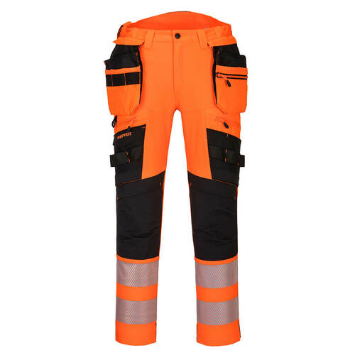 Spodnie robocze ostrzegawcze DX4 z odpinanymi kieszeniami kaburowymi, kolor pomarańczowy/czarny, rozmiar 46 1