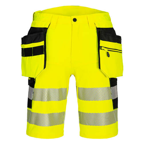 Spodenki ostrzegawcze DX4 z kaburami, kolor żółty/czarny, rozmiar 41 1