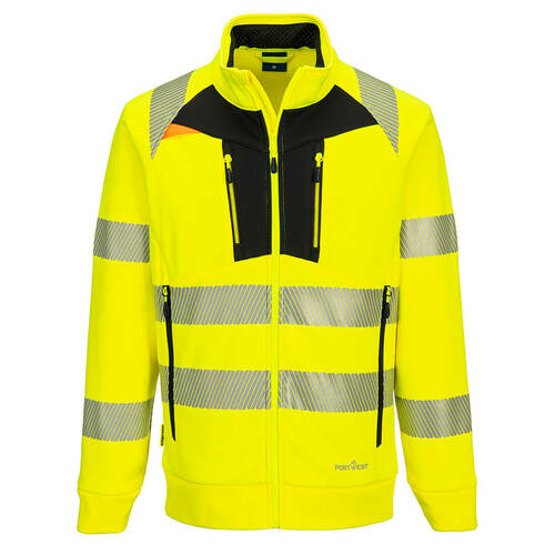 Bluza ostrzegawcza DX4 ze stójką zapinana na zamek, kolor żółty/czarny, rozmiar 5XL 1
