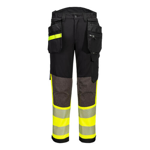 Elastyczne spodnie ostrzegawcze klasy 1 EV4 z kaburami, kolor żółty/czarny tall, rozmiar 32 1