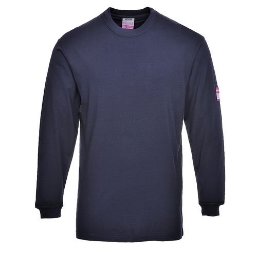 Trudnopalny i antystatyczny t-shirt z długim rękawem Modaflame, kolor granatowy, rozmiar S 1