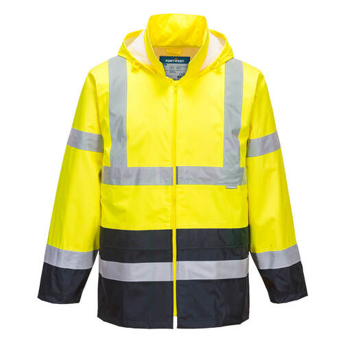 Klasyczna kurtka przeciwdeszczowa ostrzegawcza, kolor żółty/granatowy, rozmiar S 1