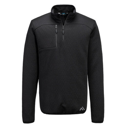 Bluza teksturowana KX3 z zamkiem 1/4, kolor czarny, rozmiar L 1