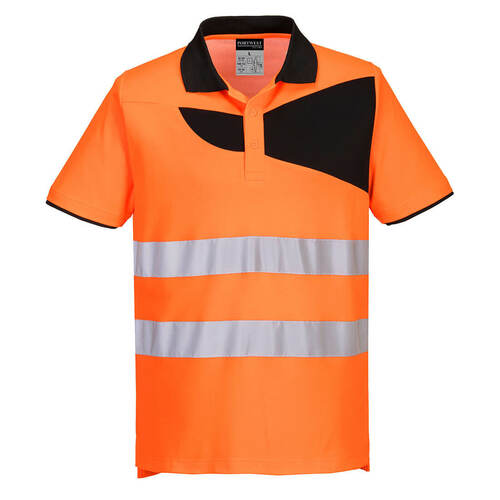 Koszulka ostrzegawcza Polo PW2, kolor pomarańczowy/czarny, rozmiar XXL 1