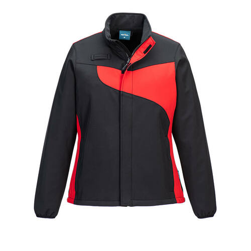 Damska kurtka softshell PW2 (2L), kolor czarny/czerwony, rozmiar XXL 1