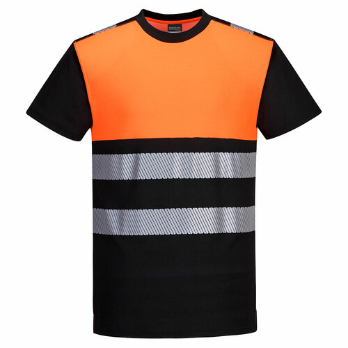 T-shirt ostrzegawczy PW3 klasy 1, kolor czarny/pomarańcz, rozmiar XXL 1