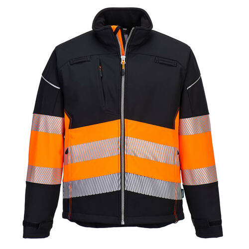 Kurtka ostrzegawcza softshell PW3 klasa 1 (3L), kolor czarny/pomarańcz, rozmiar L 1