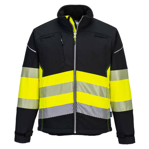 Kurtka ostrzegawcza softshell PW3 klasa 1 (3L), kolor czarny/żółty, rozmiar 4XL 1
