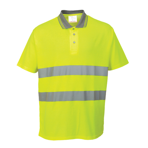 Koszulka ostrzegawcza Polo Cotton Comfort z krótkim rękawem, kolor żółty, rozmiar L 1