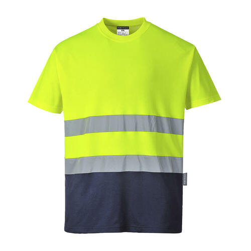 T-shirt dwukolorowy ostrzegawczy Cotton Comfort, kolor żółty/granatowy, rozmiar 4XL 1