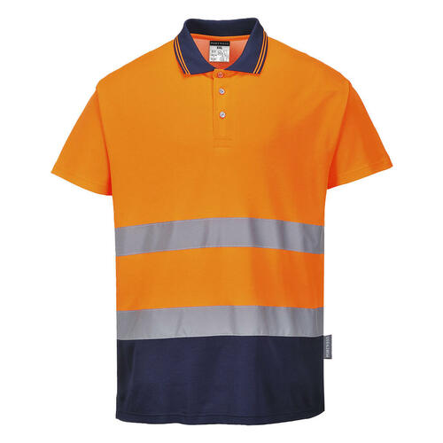 Koszulka polo dwukolorowa Cotton Comfort, kolor pomarańczowy/granat, rozmiar L 1