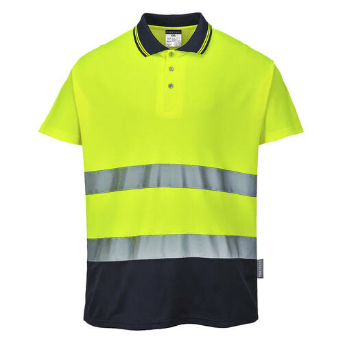 Koszulka polo dwukolorowa Cotton Comfort, kolor żółty/granatowy, rozmiar XXL 1