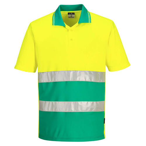 Lekka, ostrzegawcza koszulka Polo S/S, kolor żółty/morski, rozmiar 4XL 1