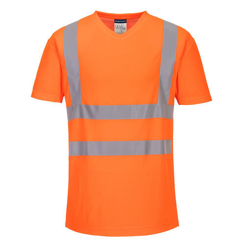 T-SHIRT W SEREK ZE WSTAWKAMI Z SIATKI, kolor pomarańczowy, rozmiar XXXL 1