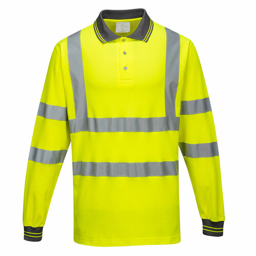 Koszulka polo ostrzegawcza Cotton Comfort z długimi rękawami, kolor żółty, rozmiar XXXL 1