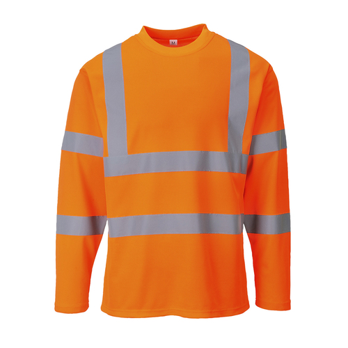 T-shirt ostrzegawczy z długimi rękawami, kolor pomarańczowy, rozmiar XXXL 1