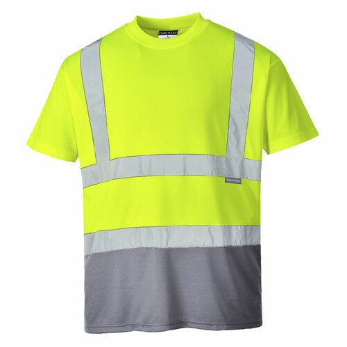 T-shirt ostrzegawczy dwukolorowy, kolor żółty/szary, rozmiar XXL 1