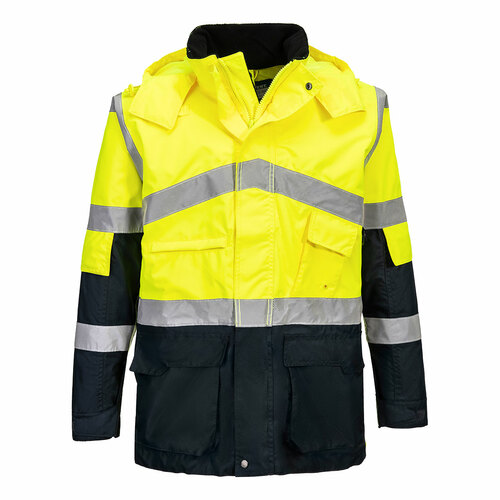 Dwukolorowa kurtka ostrzegawcza oddychająca, kolor żółty/granatowy, rozmiar 4XL 1