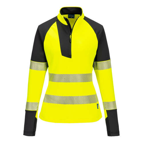 Damska bluza ostrzegawcza PW3 z zamkiem 1/4, kolor żółty/czarny, rozmiar XXXL 1