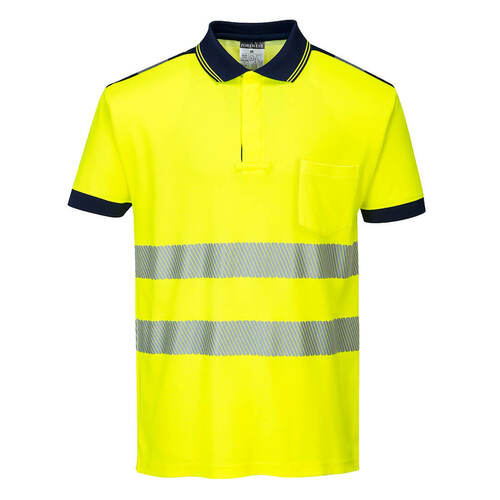 Koszulka Polo ostrzegawcza PW3, kolor żółty/granatowy, rozmiar XXXL 1