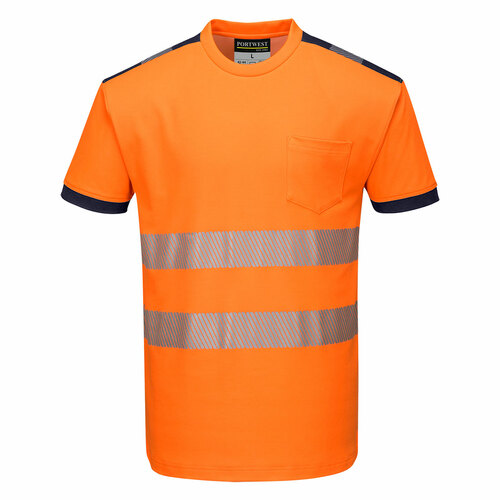 T-Shirt ostrzegawczy PW3, kolor pomarańczowy/granat, rozmiar S 1