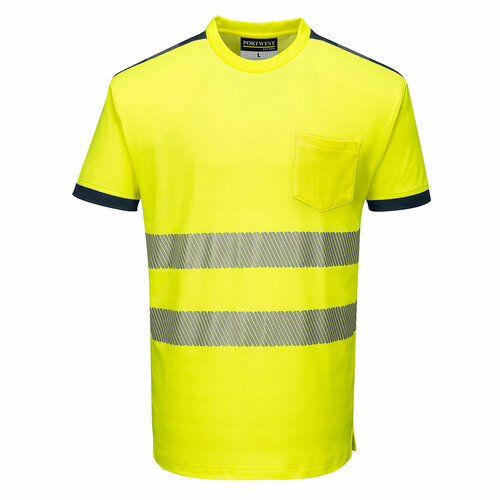 T-Shirt ostrzegawczy PW3, kolor żółty/granatowy, rozmiar XXXL 1
