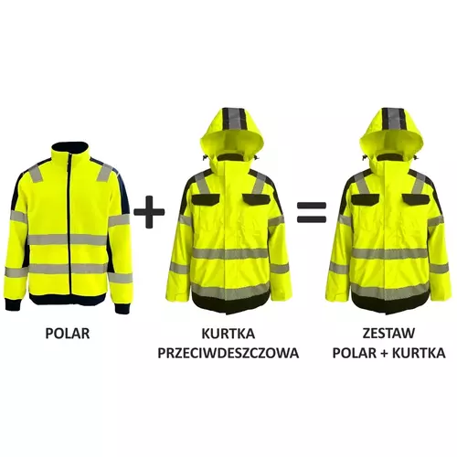 Zestaw kurtka przeciwdeszczowa i bluza polarowa kolor żółty XXXL Vizwel VWJK433-FC62YN/3XL 1