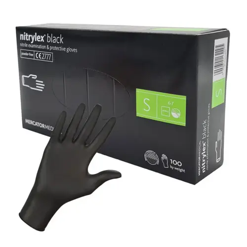 Rękawiczki nitrylowe czarne Mercator Nitrylex Black S 100 sztuk 1