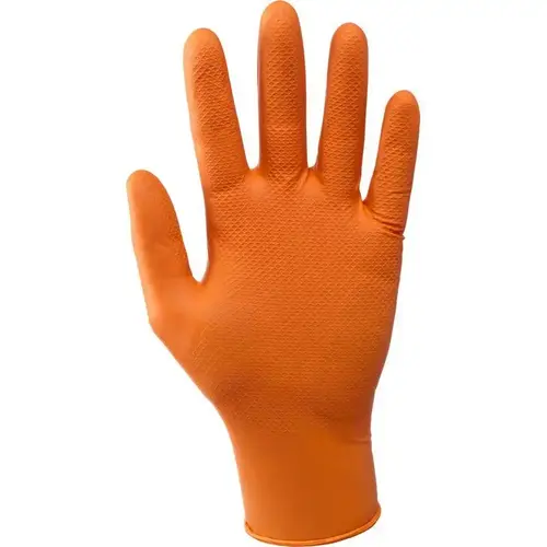Rękawice robocze nitrylowe AQL1,5 jednorazowe na obie dłonie wzór rybiej łuski pomarańczowe 10 sz. roz. M/8 1