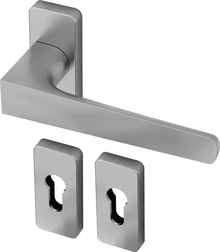 Klamka jednostronna Gaius szyld prostokątny 74x33mm Claq8 + szyld WB (2 szt.), chrom matowy 1