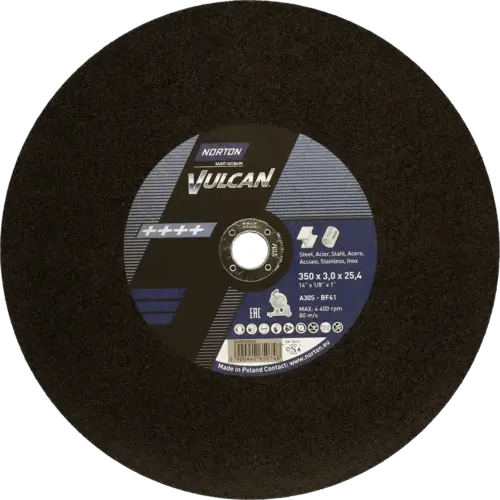 Komplet 11 szt tarcz do cięcia metalu 350x3x25,4 Vulcan płaska Norton 66252925462 1
