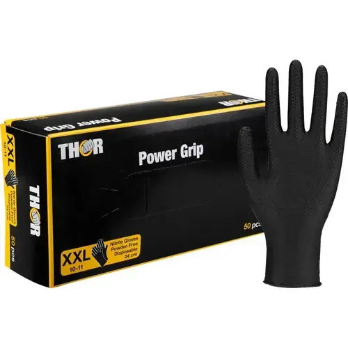 Rękawice warsztatowe, techniczne THOR POWER Grip 50 sztuk czarne XL 1